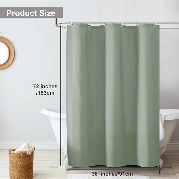 OVZME Zora 36 x 72 Inch Stall Fabric Shower Curtain - Soft Small Solid Shower Curtain for Bathroom for Narrow Stall Size, Machine Washable Water Resistance, Hotel Style, Sage Green - ModernBath