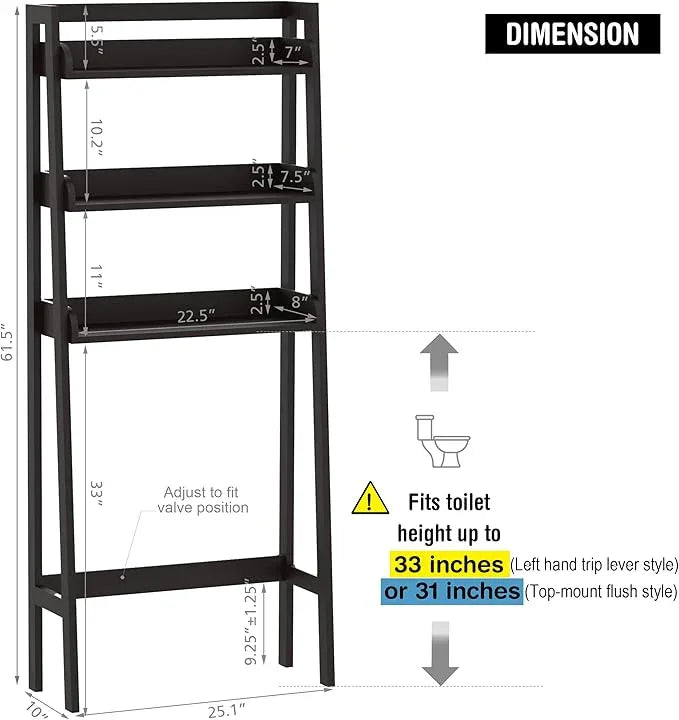 UTEX Over The Toilet Storage, 3-Tier Bathroom Shelves Over Toilet, Behind Toilet Bathroom Organizer (Espresso) - ModernBath