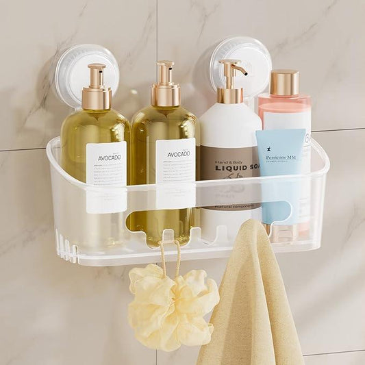 TAILI Shower Caddy Suction Cup 2 Pack, Heavy Duty Bathroom Organizer, Removable Shelves for Inside Shower, Shampoo, Waterproof Suction Plastic Storage for Bathroom Accessories Holder, Frosted Clear - ModernBath