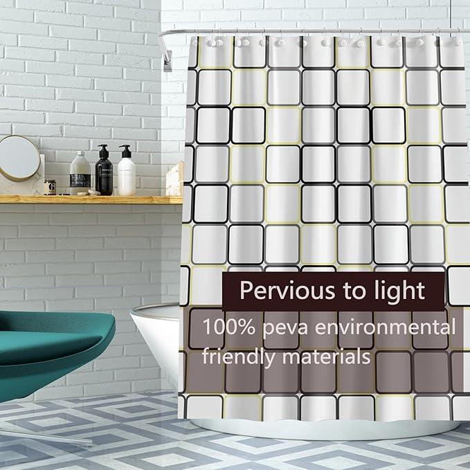 TIKABC Shower Curtain Liner, 4G PEVA Shower Liner, Plastic Waterproof Shower Curtains, 72x72 inch with Grommet Holes 3 Magnetic Weights - ModernBath