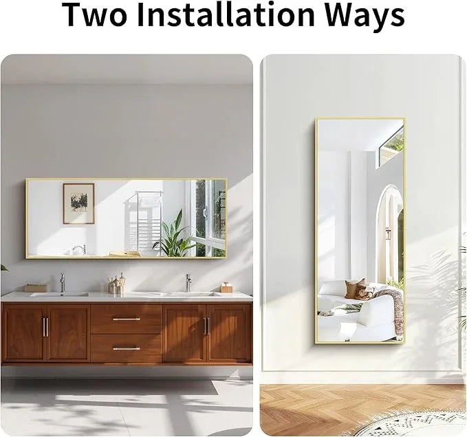 KOCUUY Large Gold Bathroom Mirror, 60"x24" Rectangle Bathroom Mirror for Wall, HD Tempered Glass, Anti-Rust Frame, Modern Design for Bathroom, Bedroom, Living Room, Entryway - ModernBath
