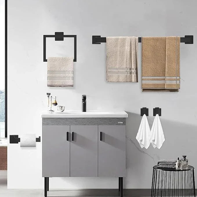 20-Piece Matte Black Bathroom Hardware Accessories Set Including 23.6 Inch Bath Towel Bar, Towel Rings, Bath Toilet Paper Holders, Robe Towel Hooks Set for Bathroom Stainless Steel Wall Mounted - ModernBath