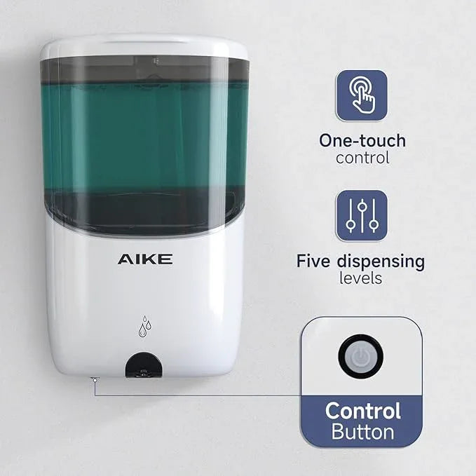 AIKE Liquid Automatic Wall Mount Soap Dispenser,Battery Operated Model AK1216,White - ModernBath