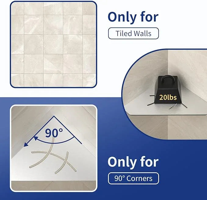 Corner Shower Shelf 10" Brushed 304 Stainless Steel Pentagonal Corner Shelf Recessed Bathroom Shower Shelf, No Drilling - ModernBath