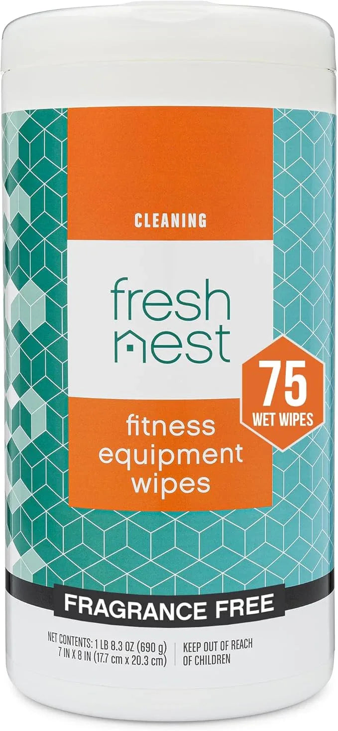 Fresh Nest Fitness Equipment Wipes - Cleaning Wipes for Yoga Mats, Pilates Studios, Gyms, Peloton & Cycle Bikes, Spas - Fragrance-Free Wipes Surface Cleaning for Home, Office, Gym 75-Count - ModernBath