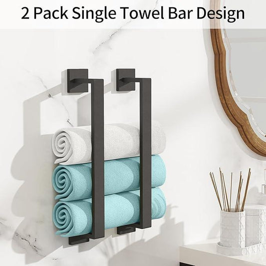 Bathroom Towel Bar,16 Inch Towel Racks for Bathroom Wall Mounted,Stainless Steel Towel Rail Hanger for Wall,Matte Black Towel Holder for Wall, Kitchen(2 Pack) - ModernBath
