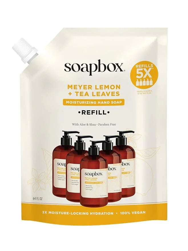 Soapbox Liquid Hand Soap Refill, Meyer Lemon & Tea Leaves, Gentle & Moisturizing Hand Wash for Kitchen and Bathroom, Vegan & Cruelty Free, 64oz Half Gallon Refill (Pack of 1) - ModernBath