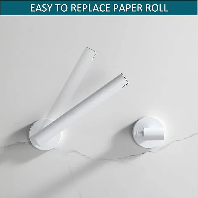 BVL Toilet Paper Holder Matte White Wall Mount Stainless Steel 304 Large Mega Roll - ModernBath