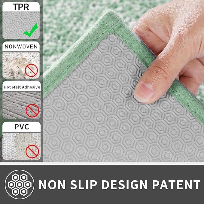 Yimobra Large Bathroom Rugs Non Slip Washable, Soft Absorbent Microfiber Bath Mat,Dual-Tone Decor Rug with Rubber Backing for Bathroom Floor,Tub and Shower,36x24,Home Essentials,Green and White - ModernBath