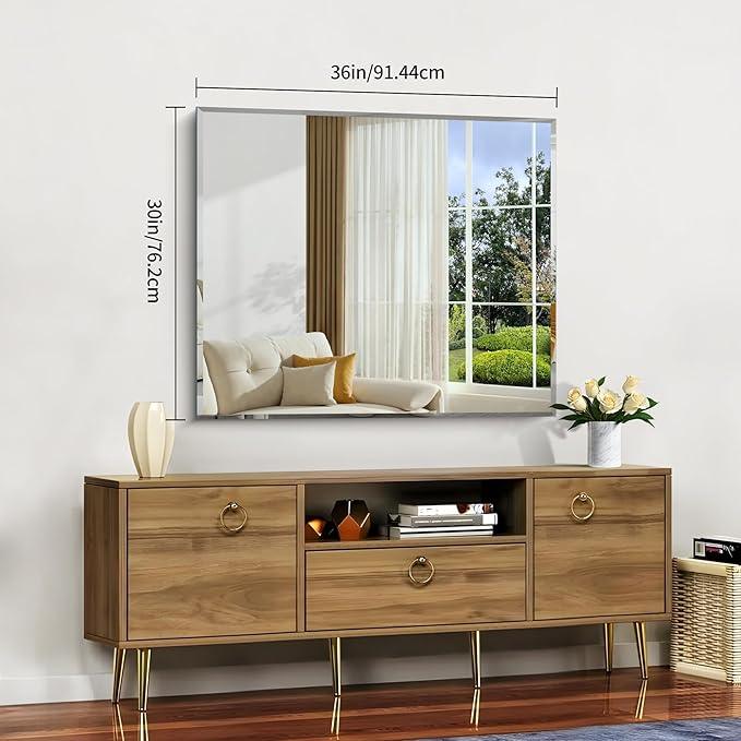 CILIBER Beveled Mirror, 30x36 Inch Bathroom Mirrors for Wall Unframed, Upgraded Shatterproof Frameless Vanity Mirror Over Sink with Beveled Edge for Bathroom, Bedroom, Living Room and Entryway - ModernBath