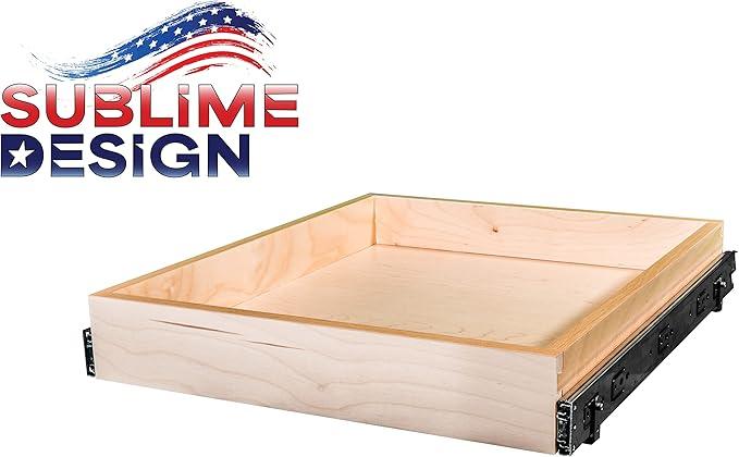 Sublime Design - Standard Size - Pull Out Kitchen Drawers | Slide Out Shelves for Kitchen Cabinets | Pull Out Home Organizer (Bottom Mounting, 14 Inch W/Drawer Slides (13” Drawer Box)) - ModernBath