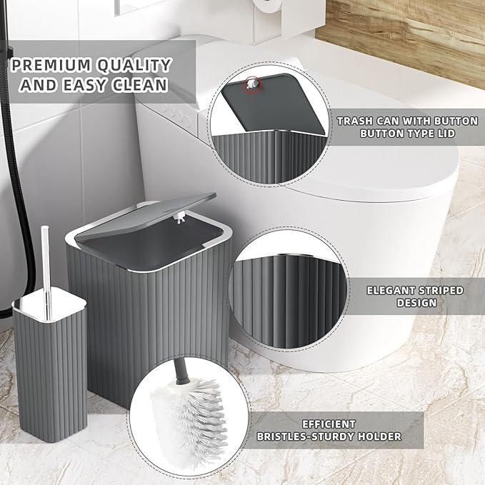 XLHOMO 26PC Bathroom Accessories Set - Gorgeous Grey Bathroom Set, Bathroom Accessory Set, Shower Curtain Set with Bathtub Mats for Shower Tub, Trash Can & Soap Dispenser - ModernBath