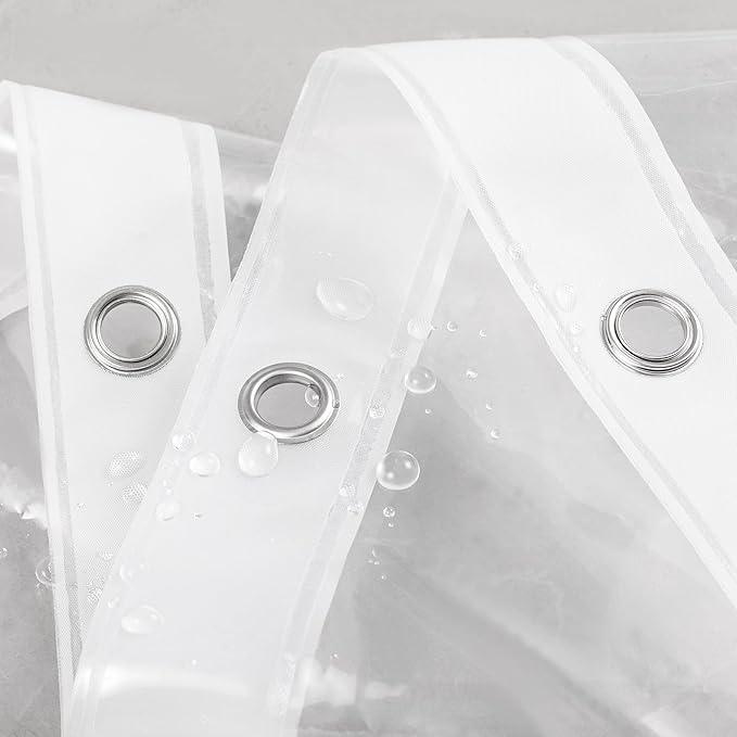 Shower Curtain Liner with 3 Magnets - Heavy Duty PEVA Plastic Shower Curtain for Bathroom, Waterproof Vinyl & See Through Liner, Metal Grommets - Color Block Clear/Black, 72x72 - ModernBath