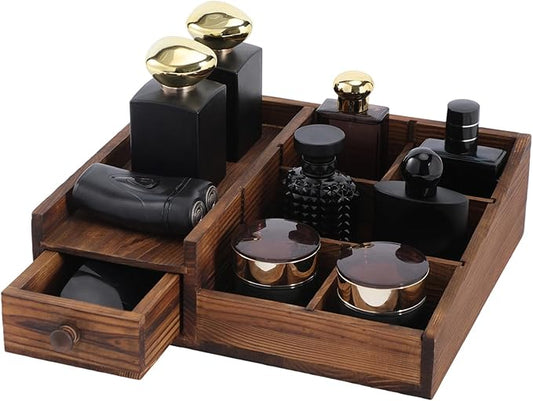 Organizer For Men,Bathroom Countertop Organizers,Perfume Organizer,Cologne Organizers,Bathroom Storage,Perfume Stand,Gifs For Men,Mens Valentines Day Gifts,Adjustable Partition(Bourbon Brown)