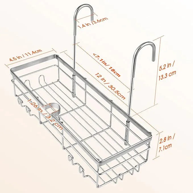 DELLAN Hanging Shower Caddy, Shower Rack with Hooks for Shower & Bath Chair, Bathroom Shower Basket for Elderly, Pregnant, Handicap, Patient - ModernBath