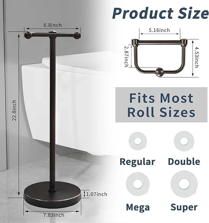 Toilet Paper Holder Stand, Post Pivoting Design Free Standing Toilet Paper Holder, SUS304 Stainless Steel Toilet Paper Roll Holder, Heavy Stable Base (Oil Rubbed Bronze) - ModernBath