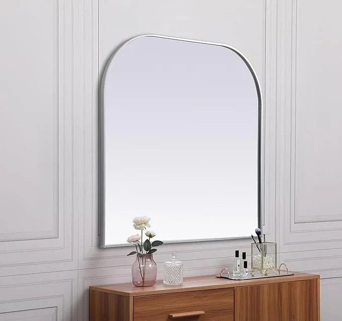 Illuminate, Metal Frame Arch Mirror 40X38 Inch in, Modern, Silver - ModernBath