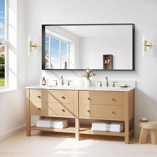 NIMURY Black Bathroom Mirror, 24x48 Inch Rectangular Framed Mirror, Large Wall Mounted Bathroom Vanity Mirror Over Sink for Bedroom,Restroom, Living Room, Hangs Vertically or Horizontally - ModernBath