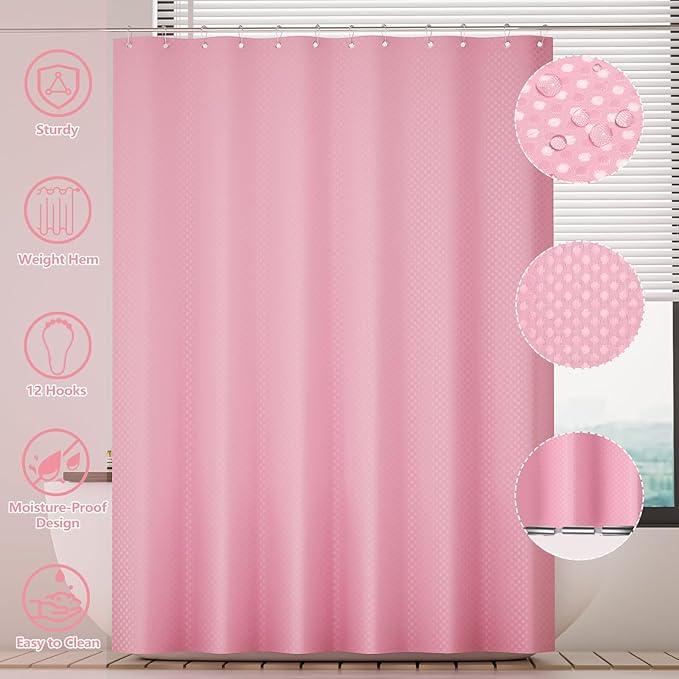 XLHOMO Bathroom Accessories Set - 25PC Pink Bathroom Set, Bathroom Set with Shower Curtain and Rugs, Pink Shower Curtain Set, Toilet Brush, Bathroom Trash Can - ModernBath