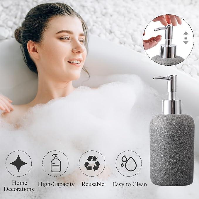 21 Pcs Bathroom Accessory Set with Waterproof Shower Curtain and Non Slip Mat,Resin Bath Set with Toothbrush Holder and Lotion Soap Dispenser,Bathroom Countertop Organizer Set for Home Apartment - ModernBath