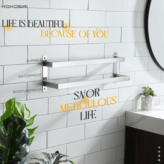 KOKOSIRI Towel Bars Bath Towel Holders 24 Inches Chrome Bathroom 2-Tiers Ladder Towel Rails Wall Mounted Towels Shelves Rack Polished Stainless Steel, B5008CH-L24 - ModernBath