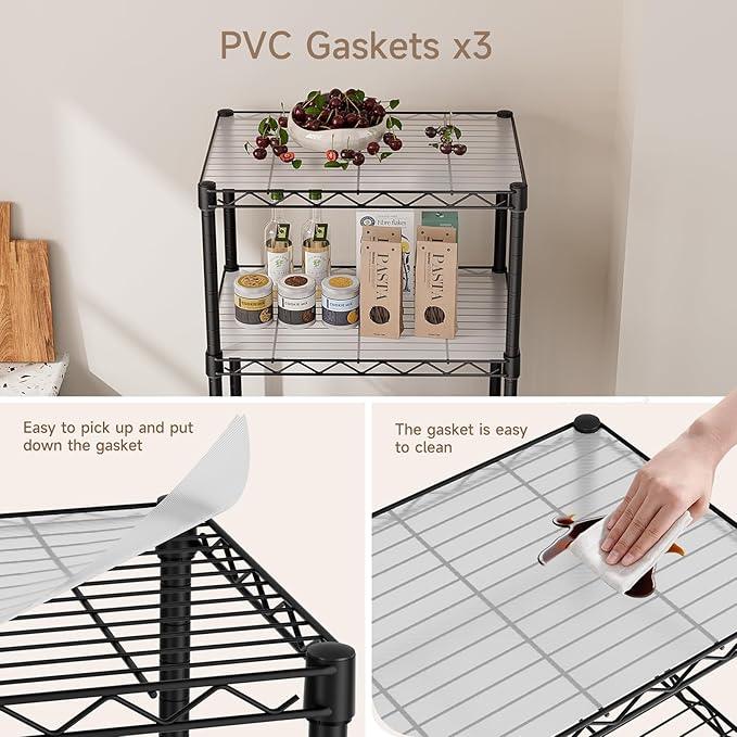 Small 6 Tier Shelves Storage Wire Shelving Unit Metal Shelf Adjustable Organizers Storage Shelving with Wheels for Bathroom Laundry Room Kitchen Pantry12”D x 18”W x 61.6”H Black - ModernBath