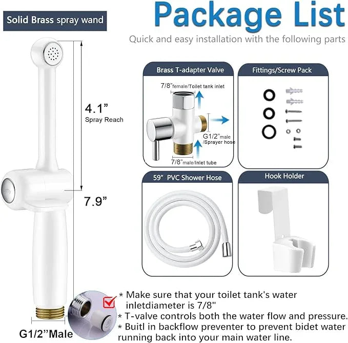 SonTiy Handheld Bidet Sprayer for Toilet, White Cloth Diaper Toilet Sprayer Attachment with Backflow Preventer, Adjustable Water Pressure Toilet Jet Spray for Feminine Wash - ModernBath