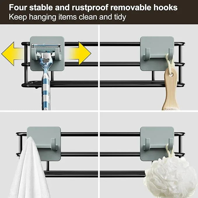 Orimade Adjustable Anti-slip Hanging Shower Caddy over Shower Head,Rustproof Bathroom Hanging shower Organizer with 4 Hooks for Razor,No Drilling Shower shelves Storage Rack,Black 4 Tier - ModernBath