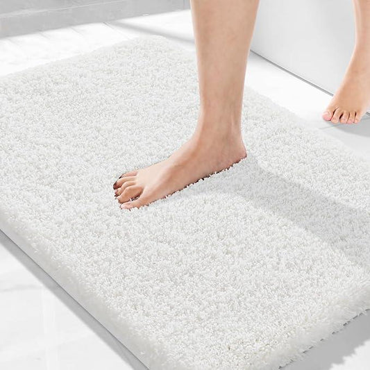 Yimobra Bath Rugs for Bathroom 32x20, Ultra Soft and Water Absorbent Bath Mats, Non Slip Plush Shower Mat Outside, Microfiber Thick Matts for Bathroom Floor/Tub, Machine Washable, Off White - ModernBath