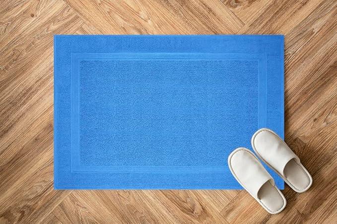 Infinitee Xclusives Premium Cotton Bath Mats for Bathroom – Pack of 2 | 34x22 Inches | Ultra Soft, Super Absorbent, Non-Slip, Machine Washable Mats (Eloquent Blue) [Not a Rug] - ModernBath