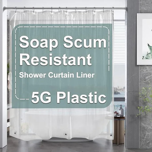 AmazerBath Clear Shower Curtain, 72x72 Plastic Shower Curtain, PEVA Waterproof Shower Curtain, Medium Weight Shower Curtains for Bathroom with 3 Weighted Magnets and 12 Rustproof Grommet Holes - ModernBath