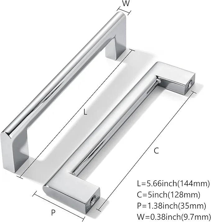 khtumeware 5 Inch Hole Center 10 Pack Polished Chrome Cabinet Pulls Heavy Duty Solid Kitchen Drawer Handle, Hardware for Bathroom, Drawer, Cabinet, Door Cabinet - ModernBath