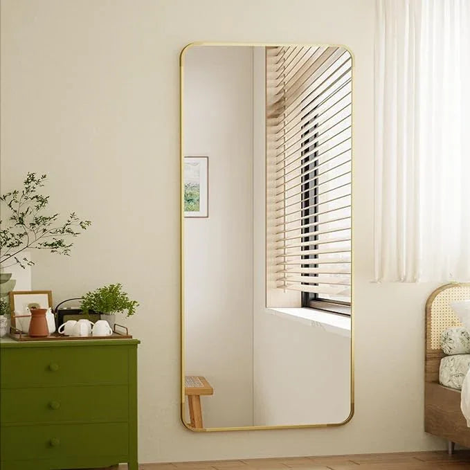 BEAUTYPEAK Gold Full Length Mirror, 71"x32" Rounded Corner Floor Mirror Standing Hanging or Leaning Against Wall, Suitable for Bedroom or Dressing Room - ModernBath