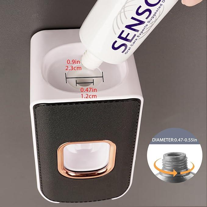 2 Slot Plastic Toothbrush Holder and Toothpaste Dispenser Wall Mounted, Automatic Toothpaste Squeezer, 2 in 1 Tooth Brush Toothpaste Organizer for Shower (Black) - ModernBath
