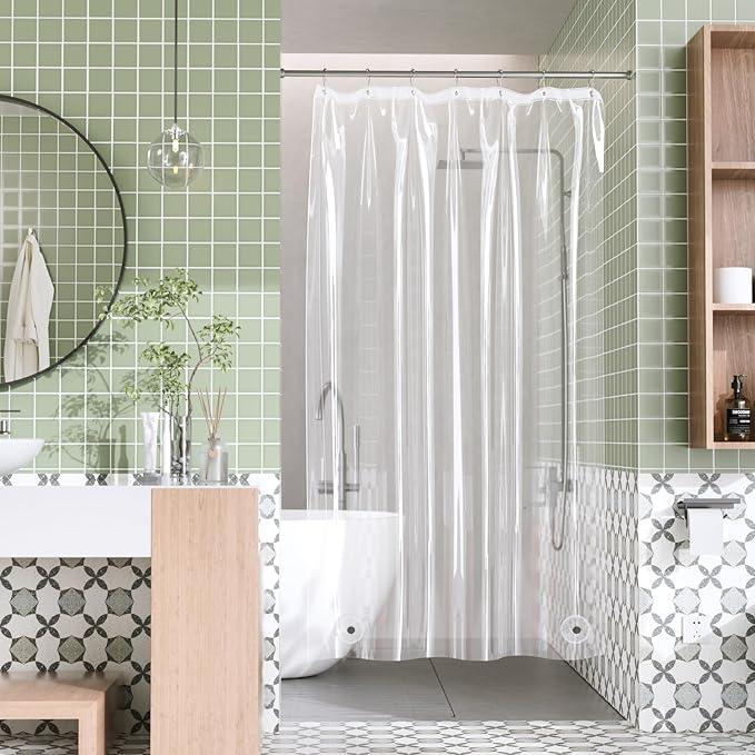 AmazerBath Shower Curtain Liner Stall Waterproof, 47x64 Clear RV Shower Curtain Liner, Plastic Shower Liner for Bathroom, Lightweight PEVA Shower Curtain with 2 Magnets and 7 Rustproof Metal Grommets - ModernBath