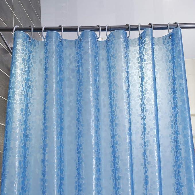 WELTRXE EVA 8G Shower Curtain Liner, 72x72 Inch 3D Blue Pebble Heavy Duty Waterproof Bathroom Shower Liner with Weighted Magnets Thick Clear Plastic Shower Curtains for Shower Stall, Bathtub, 12 Hooks - ModernBath