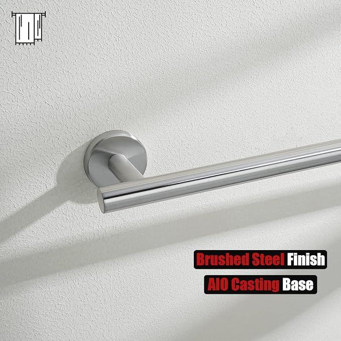 JQK Bath Towel Bar, 33 Inch 304 Stainless Steel Thicken 0.8mm Single Towel Rack for Bathroom, Towel Holder Brushed Steel Wall Mount, Useable Length 30 Inch 2 Pack, TB110L30-BN-P2 - ModernBath