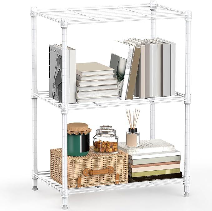 450 lbs Wire Storage Shelving 3-Tier Utility Shelving Unit Steel Organizer Wire Rack for Home,Kitchen,Office,White (11.8" D x 17.7" W x 26.4" H) - ModernBath