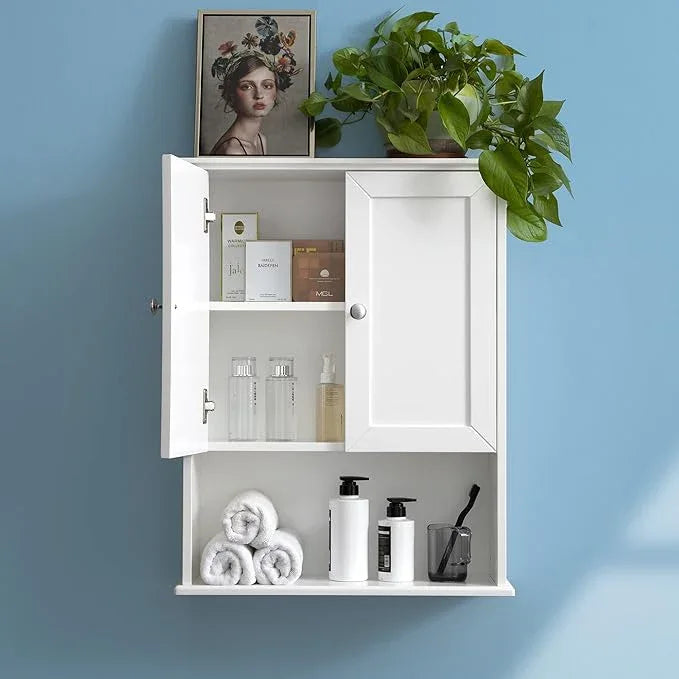 White Bathroom Wall Cabinet Over The Toilet Storage Cabinet, 24x30 Inch Wood Medicine Cabinets Wall Mounted Bathroom Cabinet with Doors for Laundry Room, Bedroom Kitchen - ModernBath