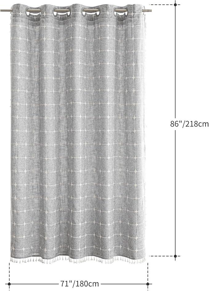 River Dream Farmhouse Shower Curtain with Snap-in Liner, No Hooks Needed,with Magnets,with Tassels,Water Repellent&Machine Washable,71x86Inch - ModernBath