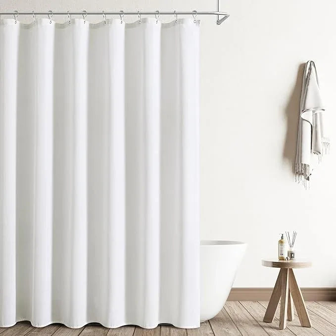 Naturoom Long Shower Curtain 78 Inches Long Linen Textured Thick Fabric Shower Curtain Set with Hooks, Tall Elegant Modern Farmhouse Country Style Hotel Bath Curtains for Bathroom, 72x78, White - ModernBath