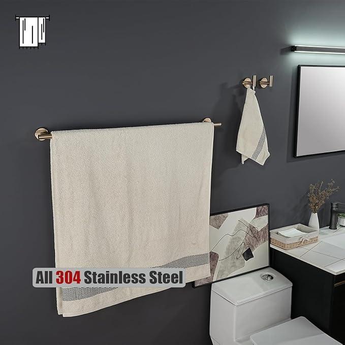JQK Champagne Bronze Bath Towel Bar, 30 Inch 304 Stainless Steel Thicken 0.8mm Towel Rack Bathroom, Towel Holder Wall Mount, Useable Length 27 Inch, TB110L27-CB - ModernBath