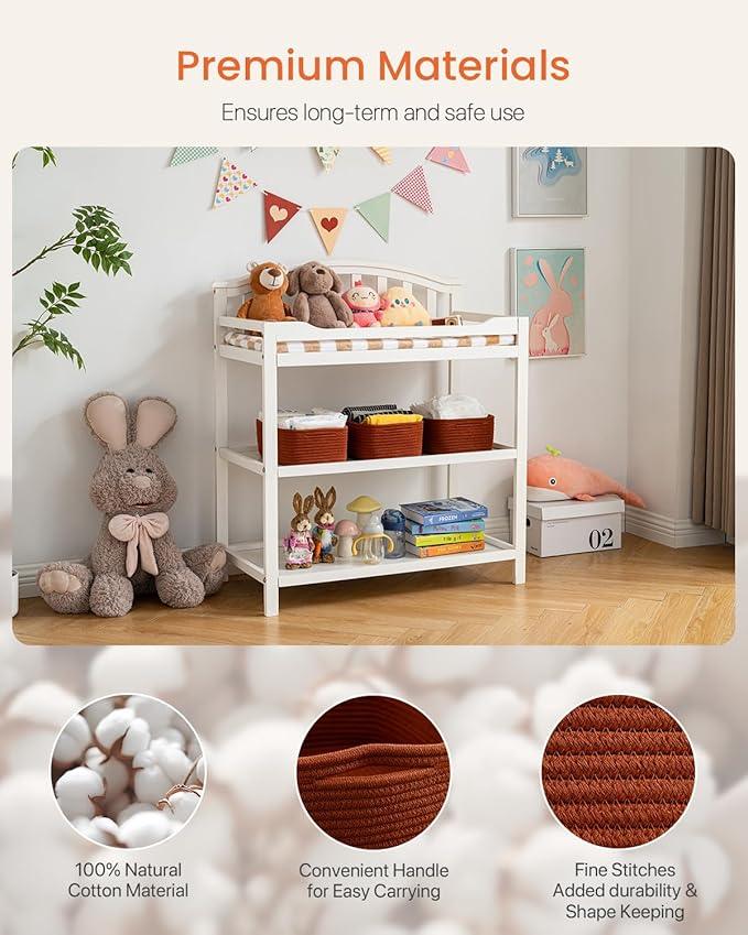 Small Woven Basket, 12 x 8 x 4.5 Inches, Storage Basket for Organizing, Cute Small Rope Shelf Closet Cube Storage Bins Baskets for Shelves, Dog Toy Gift Baskets Empty, 3 Pack Rust Red - ModernBath