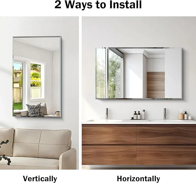 CILIBER Beveled Bathroom Mirror, 24x40 Large Frameless Mirrors for Over Sink, Upgraded Shatterproof Beveled Frameless Vanity Mirror for Bathroom,Bedroom,Living Room and Entryway - ModernBath