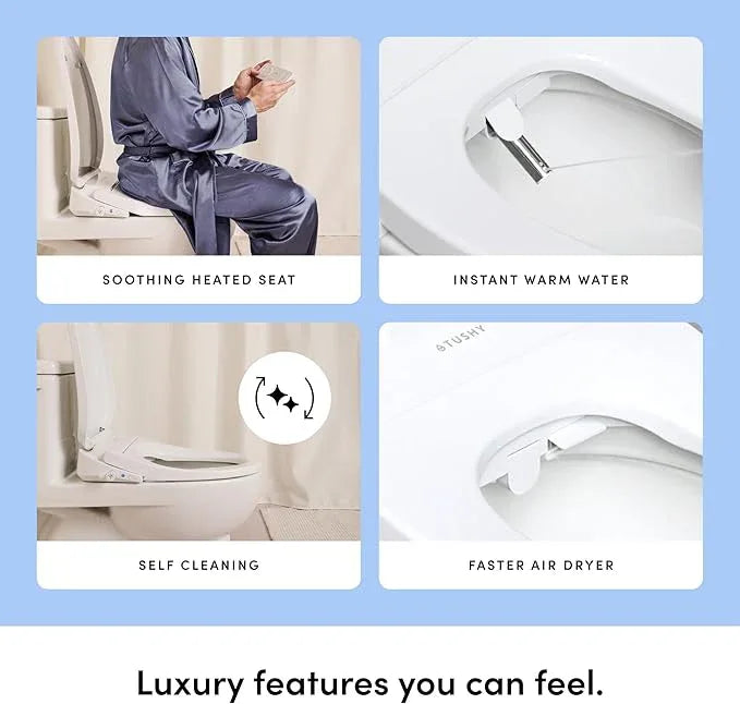 TUSHY Cloud+ Electronic Bidet Heated Toilet Seat | Intelligent Remote w/Personal Settings, Instant Warm Water, Heated Seat and Air Dryer, Automatic Deodorizer (Night Light & Soft Close), Elongated - ModernBath