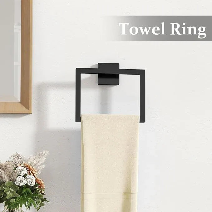 10-Piece Matte Black Bathroom Hardware Accessories Set, 24 inch Towel Bar, Stainless Steel Towel Racks for Bathroom, Bath Towel Bar Set Wall Mounted - ModernBath