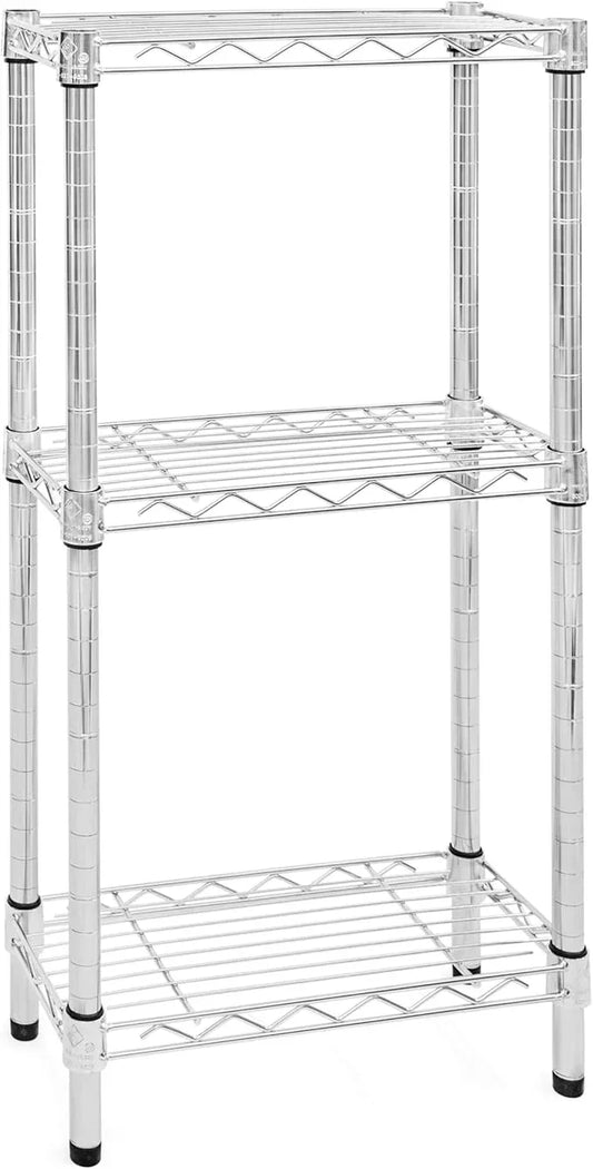 Shelving Inc. 8" d x 18" w Chrome Wire Shelving with 3 Tier Shelves, Weight Capacity 800lbs Per Shelf - ModernBath