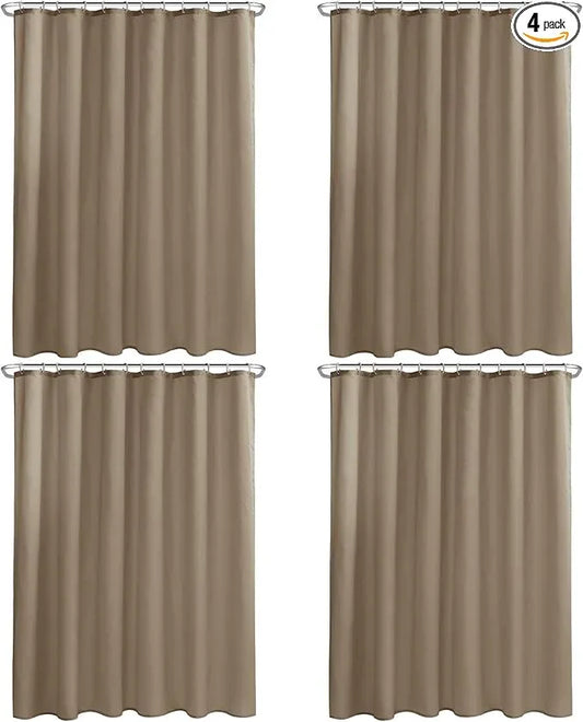 Nasitos Fabric Shower Curtain or Liner 4 Pack - W72 x H72 - Hotel Quality & Water Resistant Cloth Shower Liner for Bathroom, Machine Washable, Standard Size (Khaki, Include 8 Magnets) - ModernBath