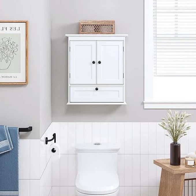 Spirich Bathroom Cabinet Wall Mounted, Small Bathroom Wall Cabinet Over Toilet, Medicine Cabinet Organizer with Doors and Adjustable Shelf, White - ModernBath