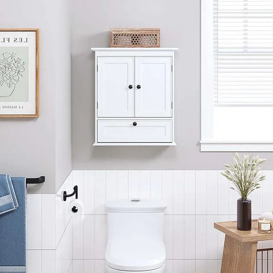Spirich Bathroom Cabinet Wall Mounted, Small Bathroom Wall Cabinet Over Toilet, Medicine Cabinet Organizer with Doors and Adjustable Shelf, White - ModernBath